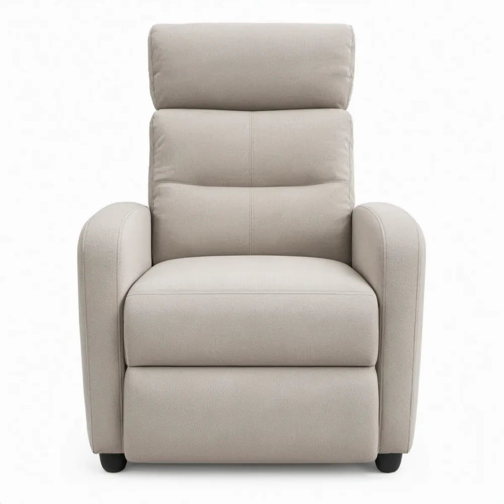 Beige verstelbare fauteuil met uitschuifbare voetensteun en hoge rugleuning, 90 x 95 x 105 cm