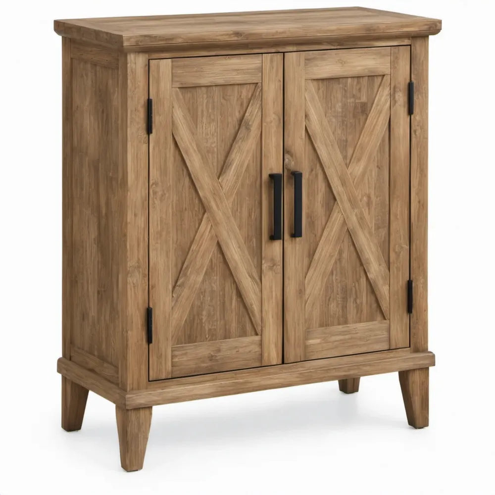 Opbergkast met 2 deuren van massief mangohout, 90 x 45 x 110 cm, naturel bruin