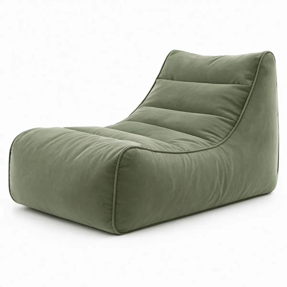 Olijfgroene fluwelen loungestoel met lage zitting, 100 x 90 x 75 cm