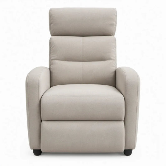 Beige verstelbare fauteuil met uitschuifbare voetensteun en hoge rugleuning, 90 x 95 x 105 cm