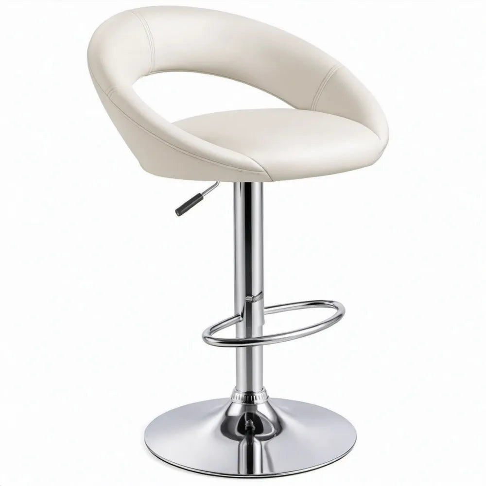 Witte verstelbare barkruk met rugleuning en voetensteun, 50 x 52 x 84-105 cm