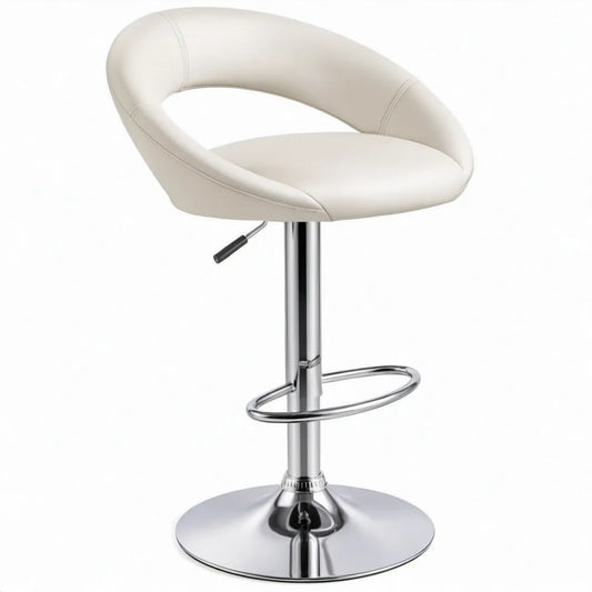 Witte verstelbare barkruk met rugleuning en voetensteun, 50 x 52 x 84-105 cm