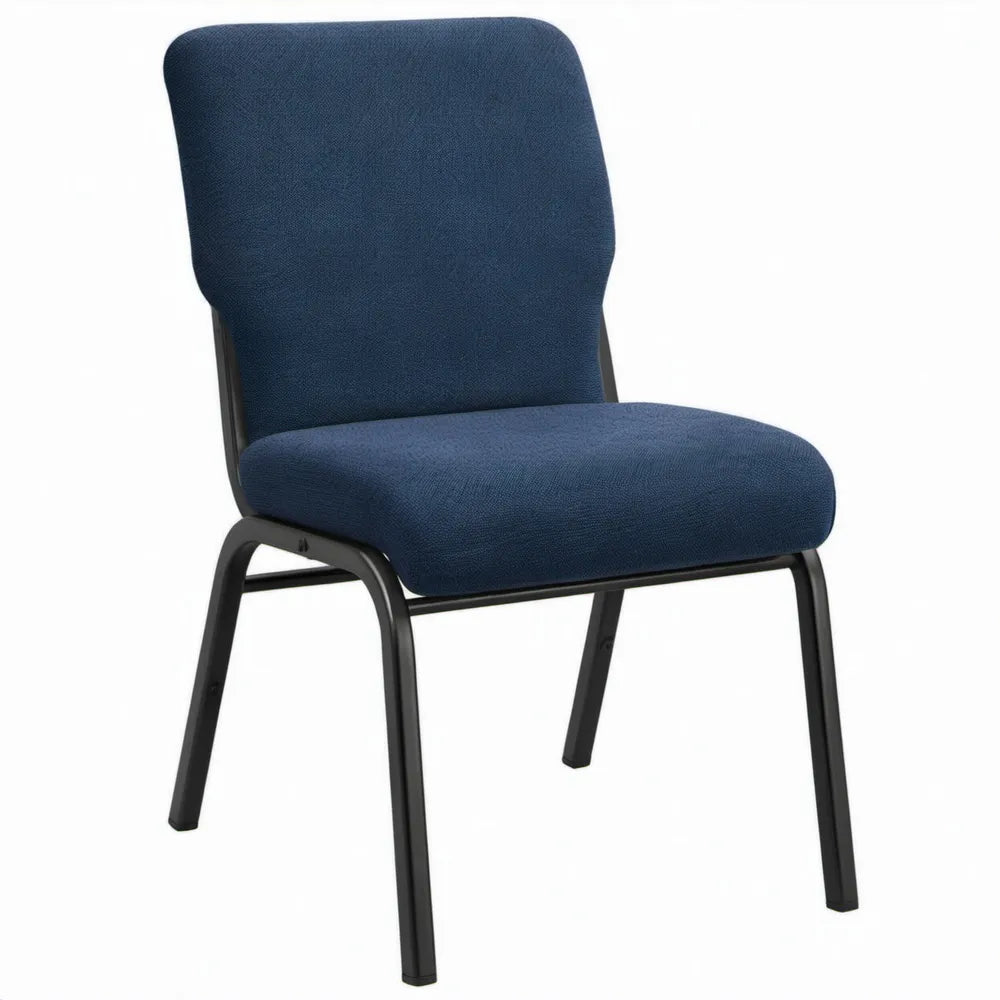 Gestoffeerde stoel 83 x 46 x 56 cm donkerblauw polyester met zwart stalen onderstel