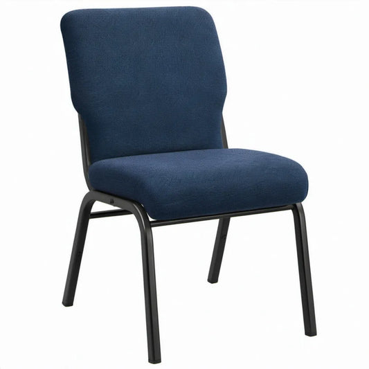 Gestoffeerde stoel 83 x 46 x 56 cm donkerblauw polyester met zwart stalen onderstel