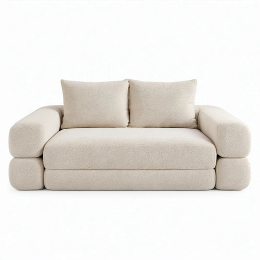 Crème bouclé polyester, 180 x 95 x 75 cm