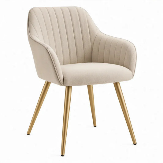 Gestoffeerde armstoel 60 x 62 x 85 cm crème met goudkleurige stalen poten