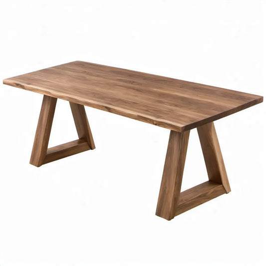 Rechthoekige eettafel van massief acaciahout 180 x 90 x 75 cm walnootbruin met A-poten