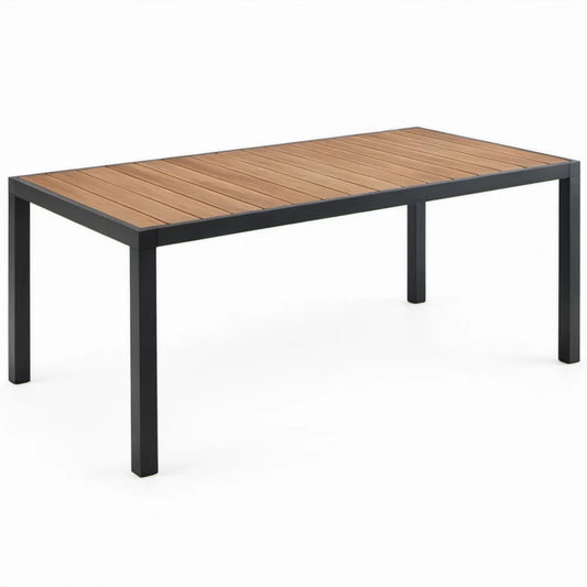 Rechthoekige eettafel 200 x 100 x 75 cm van acaciahout en aluminium - Bruin/Zwart